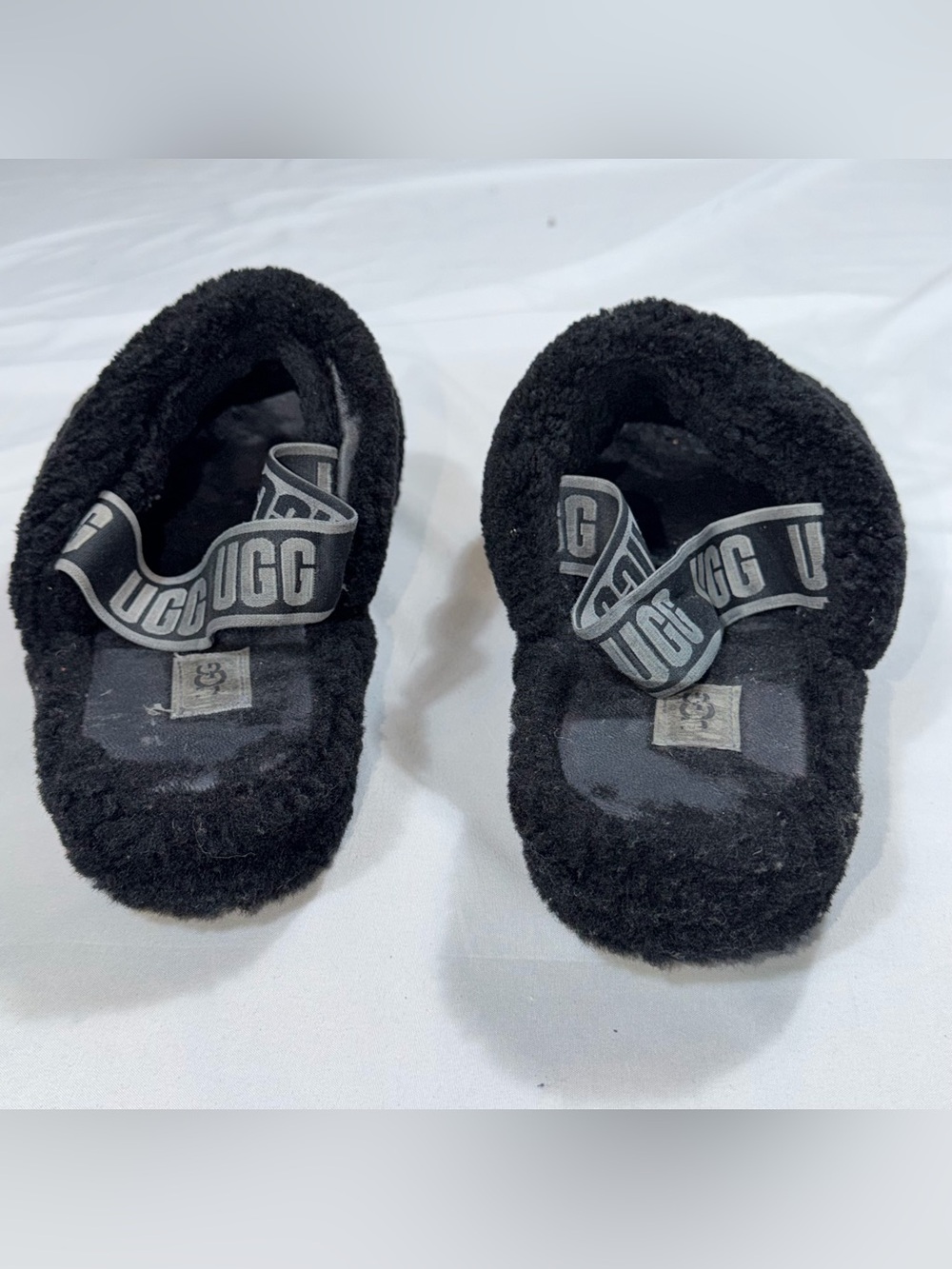 UGG Fluff Yeah Black Shearling Slingback Slide Slippers Women’s 11 - Picture 7 of 9